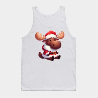 Cute Moose Santa Claus Illustration Tank Top